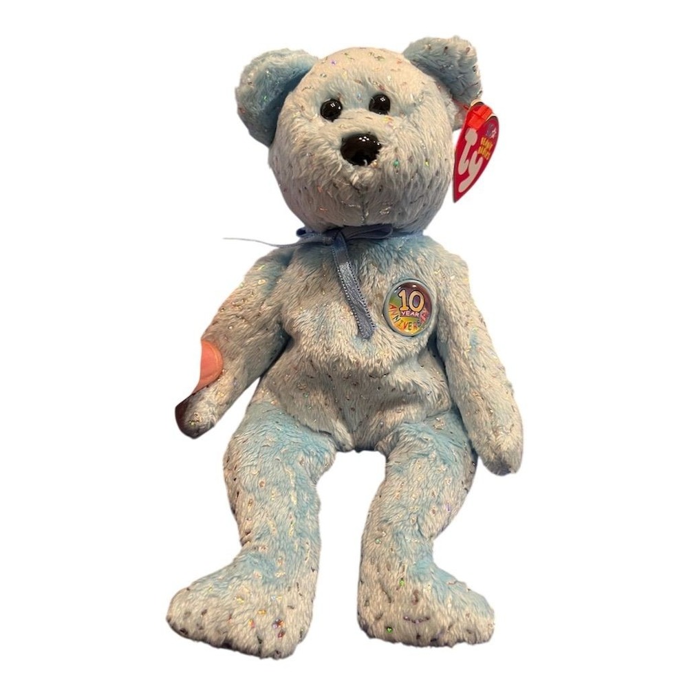 Ty Beanie Baby Decade 10th Anniversary Bear Lightโ Blue Plush 2003